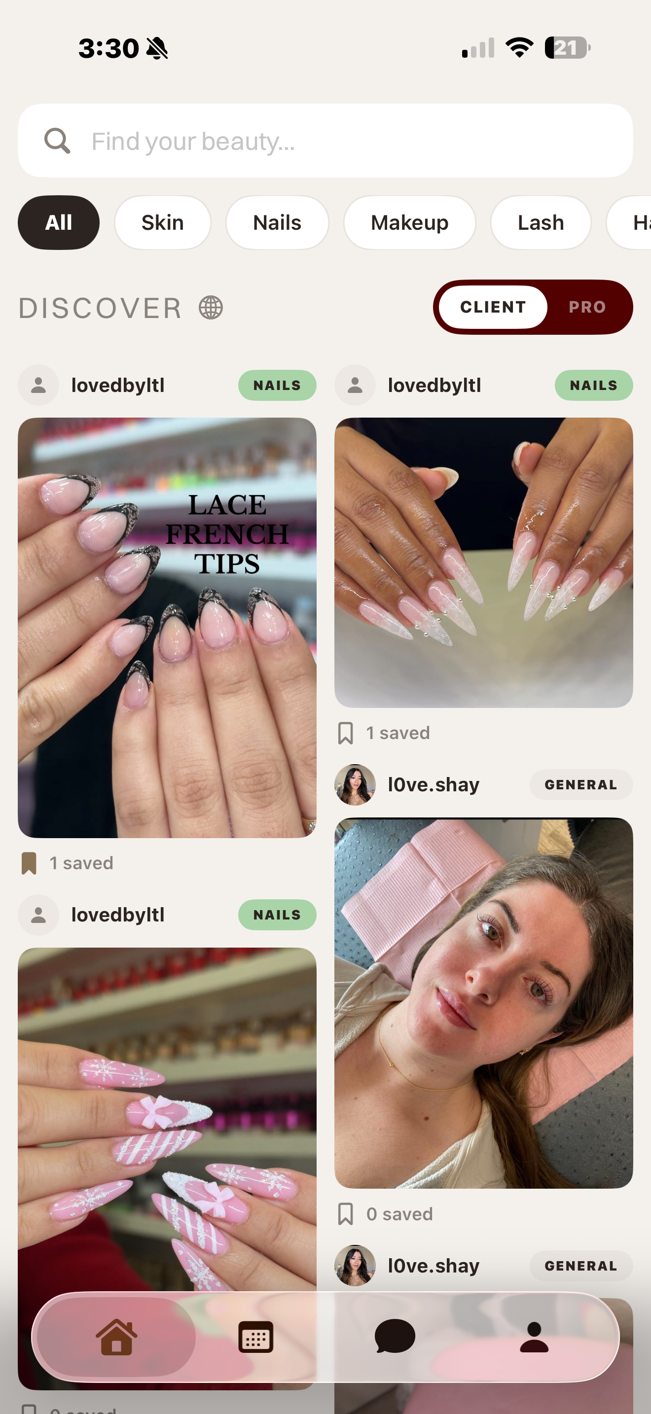 Client mode — Discover feed